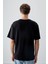 Siyah %100 Pamuk Kalın Yumuşak Dokulu Oversize Fit Baskılı Erkek T-Shirt - 88357 5
