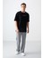 Siyah %100 Pamuk Kalın Yumuşak Dokulu Oversize Fit Baskılı Erkek T-Shirt - 88358 3