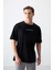 Siyah %100 Pamuk Kalın Yumuşak Dokulu Oversize Fit Baskılı Erkek T-Shirt - 88358 4