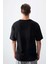 Siyah %100 Pamuk Kalın Yumuşak Dokulu Oversize Fit Baskılı Erkek T-Shirt - 88358 5