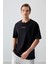 Siyah %100 Pamuk Kalın Yumuşak Dokulu Oversize Fit Baskılı Erkek T-Shirt - 88354 1