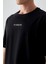 Siyah %100 Pamuk Kalın Yumuşak Dokulu Oversize Fit Baskılı Erkek T-Shirt - 88354 3