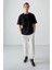 Siyah %100 Pamuk Kalın Yumuşak Dokulu Oversize Fit Baskılı Erkek T-Shirt - 88354 4