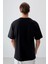 Siyah %100 Pamuk Kalın Yumuşak Dokulu Oversize Fit Baskılı Erkek T-Shirt - 88354 5
