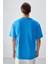 Petrol Mavi %100 Pamuk Kalın Yumuşak Dokulu Oversize Fit Baskılı Erkek T-Shirt - 88361 5
