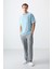 Açık Mavi %100 Pamuk Kalın Yumuşak Dokulu Oversize Fit Basic Erkek T-Shirt - 88353 3