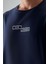 Lacivert %100 Pamuk Kalın Yumuşak Dokulu Oversize Fit Baskılı Erkek T-Shirt - 88361 2