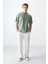 Açık Yeşil Pamuklu Kalın Yumuşak Dokulu Oversize Fit Basic Erkek T-Shirt - 88377 2