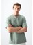 Açık Yeşil Pamuklu Kalın Yumuşak Dokulu Oversize Fit Basic Erkek T-Shirt - 88377 3