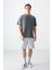 Haki %100 Pamuk Kalın Yumuşak Dokulu Oversize Fit Basic Erkek T-Shirt - 88353 1