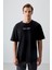 Siyah %100 Pamuk Kalın Yumuşak Dokulu Oversize Fit Baskılı Erkek T-Shirt - 88356 2