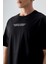 Siyah %100 Pamuk Kalın Yumuşak Dokulu Oversize Fit Baskılı Erkek T-Shirt - 88356 3