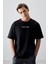 Siyah %100 Pamuk Kalın Yumuşak Dokulu Oversize Fit Baskılı Erkek T-Shirt - 88356 4