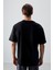 Siyah %100 Pamuk Kalın Yumuşak Dokulu Oversize Fit Baskılı Erkek T-Shirt - 88356 5