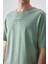 Açık Yeşil %100 Pamuk Kalın Yumuşak Dokulu Oversize Fit Baskılı Erkek T-Shirt - 88355 3