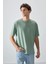 Açık Yeşil %100 Pamuk Kalın Yumuşak Dokulu Oversize Fit Baskılı Erkek T-Shirt - 88355 4