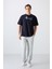 Lacivert Pamuklu Kalın Yumuşak Dokulu Oversize Fit Baskılı Erkek T-Shirt - 88344 3