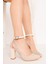 Krem Süet Topuk Boyu 9 Cm Kadın Topuklu Ayakkabı 3