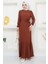 Lara Kuşaklı Elbise Kahverengi HM2371 1