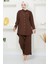 Kolyeli Krep Ikili Takım Kahverengi HM2374 4
