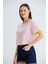 Çizgili Crop Tshirt Pembe 4