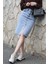 Buz Mavisi Midi Yırtmaçlı Kot Etek MG1689 2