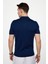 Erkek Slim Fit Dar Kesim Pamuklu Örme Triko Lacivert Polo Yaka Tişört 4