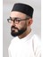Siyah Kapitone Nalı Şerif Nakışlı Kalıp Namaz Takkesi 3