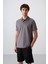 Koyu Gri Pamuklu Kalın Yumuşak Dokulu Standart Fit Basic Polo Yaka Erkek T-Shirt - 88351 1