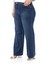 Büyük Beden Yüksek Bel Geniş Paça Mavi Denim Pantolon 5