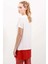 Kadın Ekru V Yaka Hafif Oversize T-Shirt HZL24S-BD143151 5