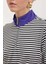 Kadın Saks Mavi Fermuarlı Polo Yaka Çizgili T-Shirt HZL23S-BD104971 3