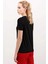 Kadın Siyah V Yaka Hafif Oversize T-Shirt HZL24S-BD143151 4