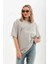 Unisex Taş Desenli Oversize T-Shirt - Gri 2