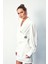 Broşlu Kruvaze Bluz - Ekru 1