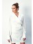 Broşlu Kruvaze Bluz - Ekru 4