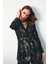 Parlak Desenli Kuşaklı Uzun Ceket - Siyah 3