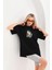 Baskılı Oversize T-Shirt Siyah 4