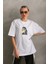Baskılı Oversize T-Shirt Beyaz 2
