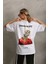 Baskılı Oversize T-Shirt Beyaz 5