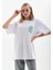 Unisex Baskılı Oversize T-Shirt - Beyaz 4