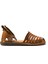 101-301 Deri Taba Boncuklu Kadın Bodrum Sandalet 2