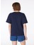Bisiklet Yaka Baskılı Lacivert Kadın T-Shirt F4SL-TST0746 5