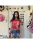 Y2K Be My Valentine Girl Baskılı Kırmızı Crop Bluz 2