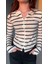 Ribanalı Çizgili Fermuarlı Crop Bluz 1