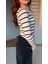 Ribanalı Çizgili Fermuarlı Crop Bluz 2