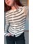 Ribanalı Çizgili Fermuarlı Crop Bluz 5