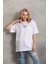 Unisex Baskılı Oversize T-Shirt - Beyaz 2