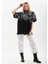Unisex Baskılı Oversize T-Shirt - Siyah 4