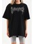 Unisex Taş Desenli Oversize T-Shirt - Siyah 2